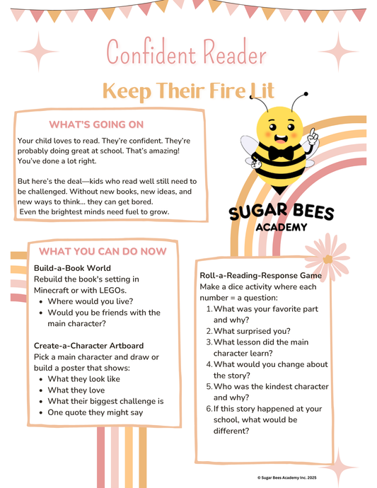 Sugar Bees Reading Kit Master Bundle cover featuring colorful illustrations and reading activities for kids
